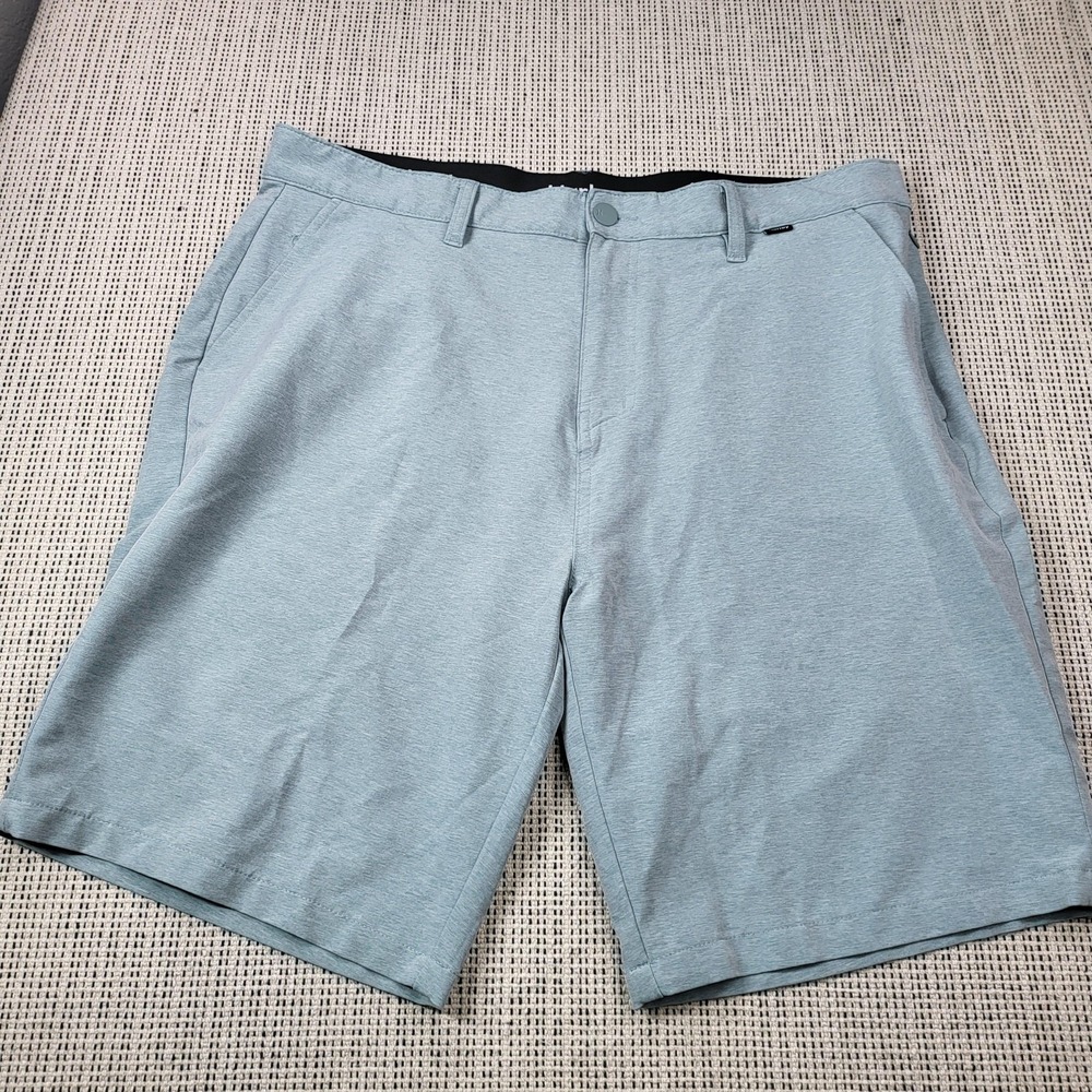 Hurley Shorts Mens 36 Blue Chino Casual‎ Flat Front 10 Inseam Summer Lightweight